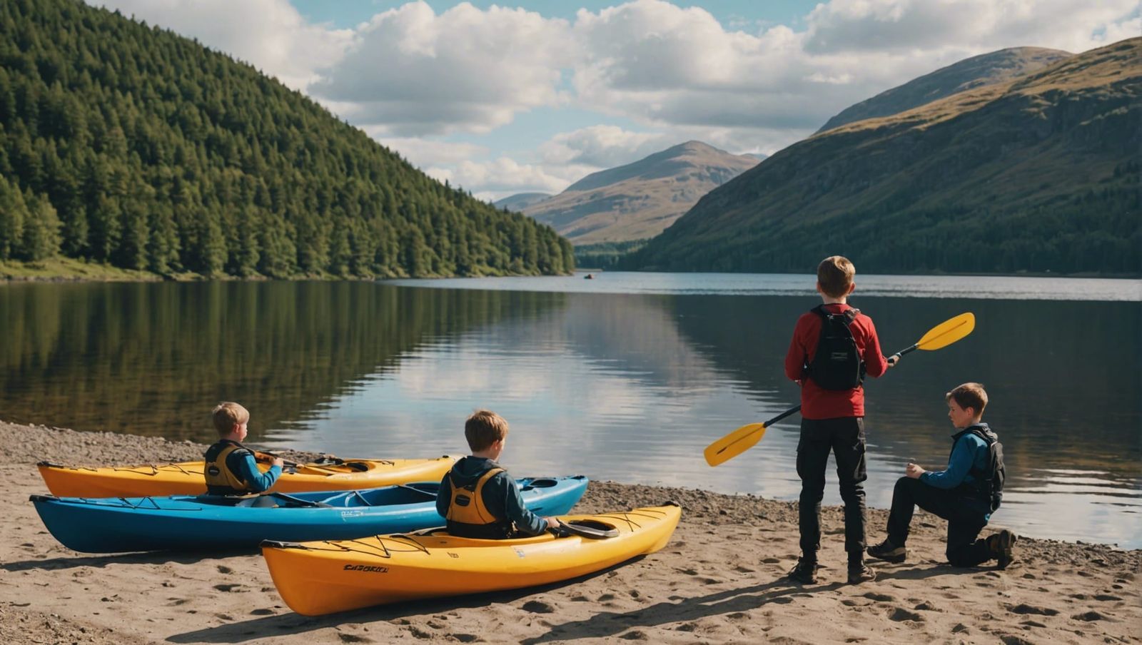 Kayaks on a Loch in the Scottish Highlands