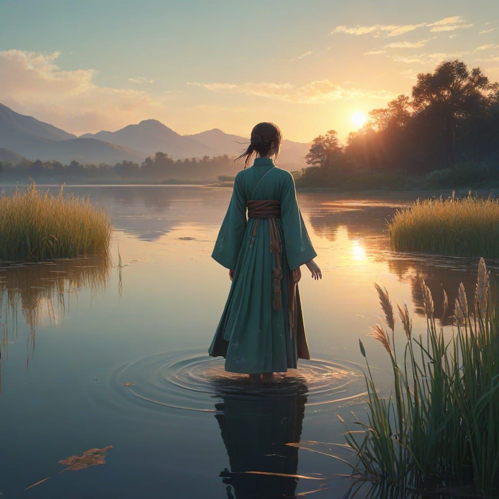 Anime-Style Holy Summoner in Serene Orthodox Landscape