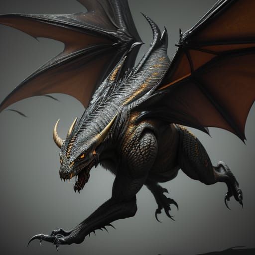 Surreal Wyvern-Like Beast Pounces on Prey in Dramatic Hyper-...