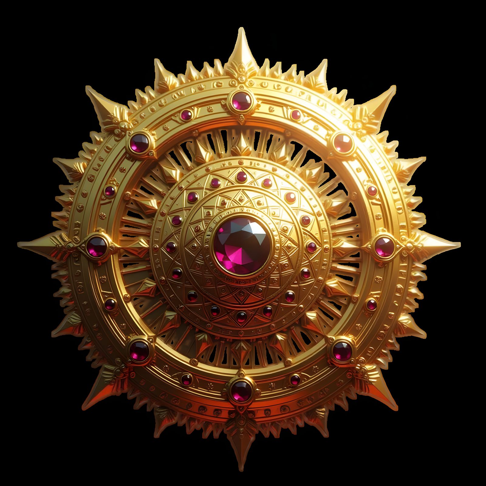 Golden Jeweled Sudarshan Chakra Piercing the Air