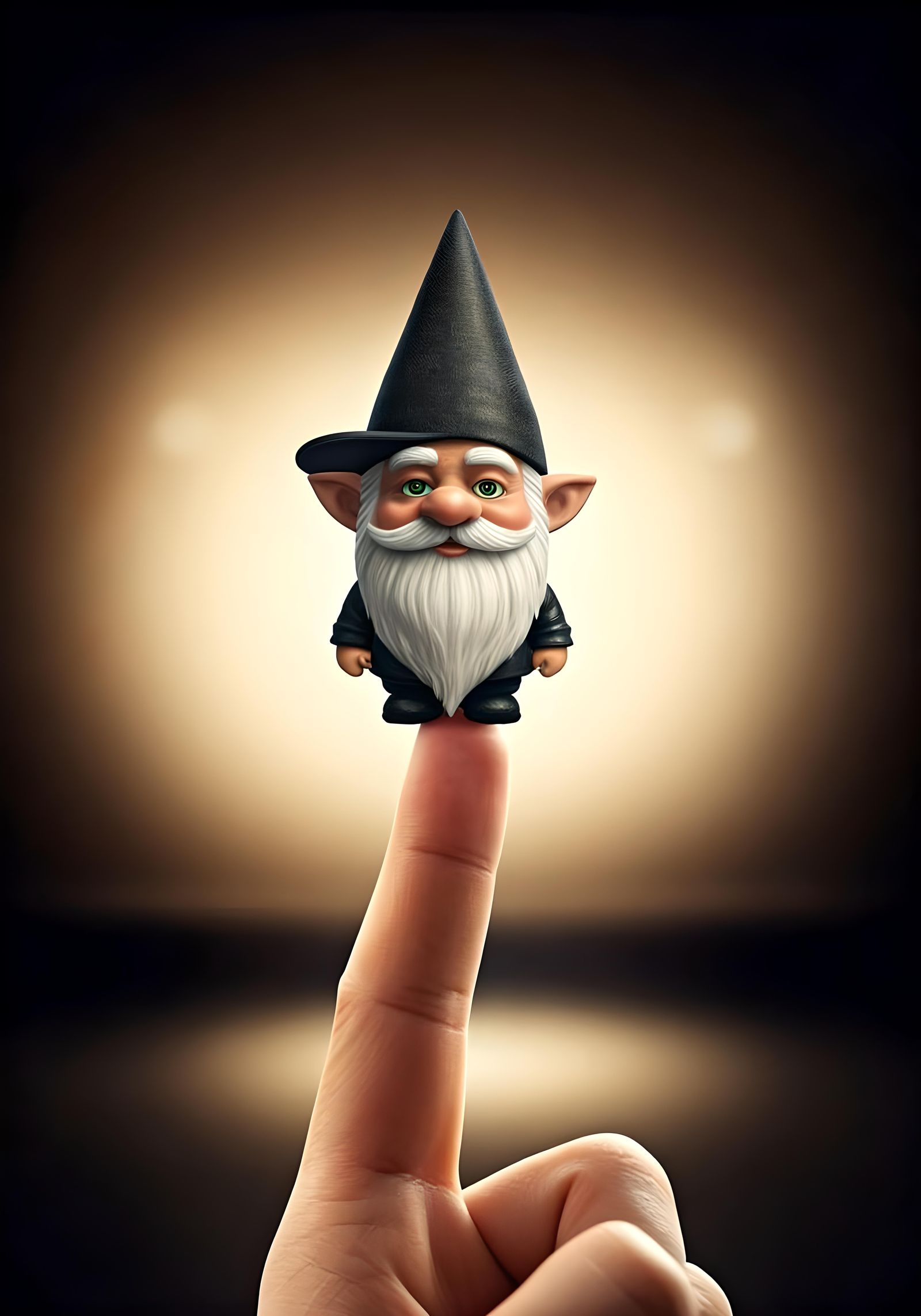 Adorable Rapper Gnome Balancing on Finger
