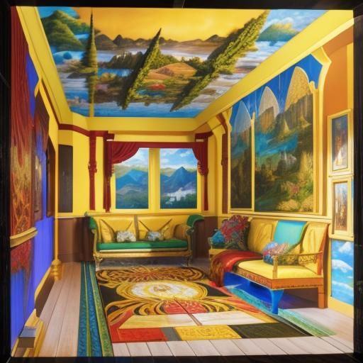 Mythical Landscape Painting in Victorian Style