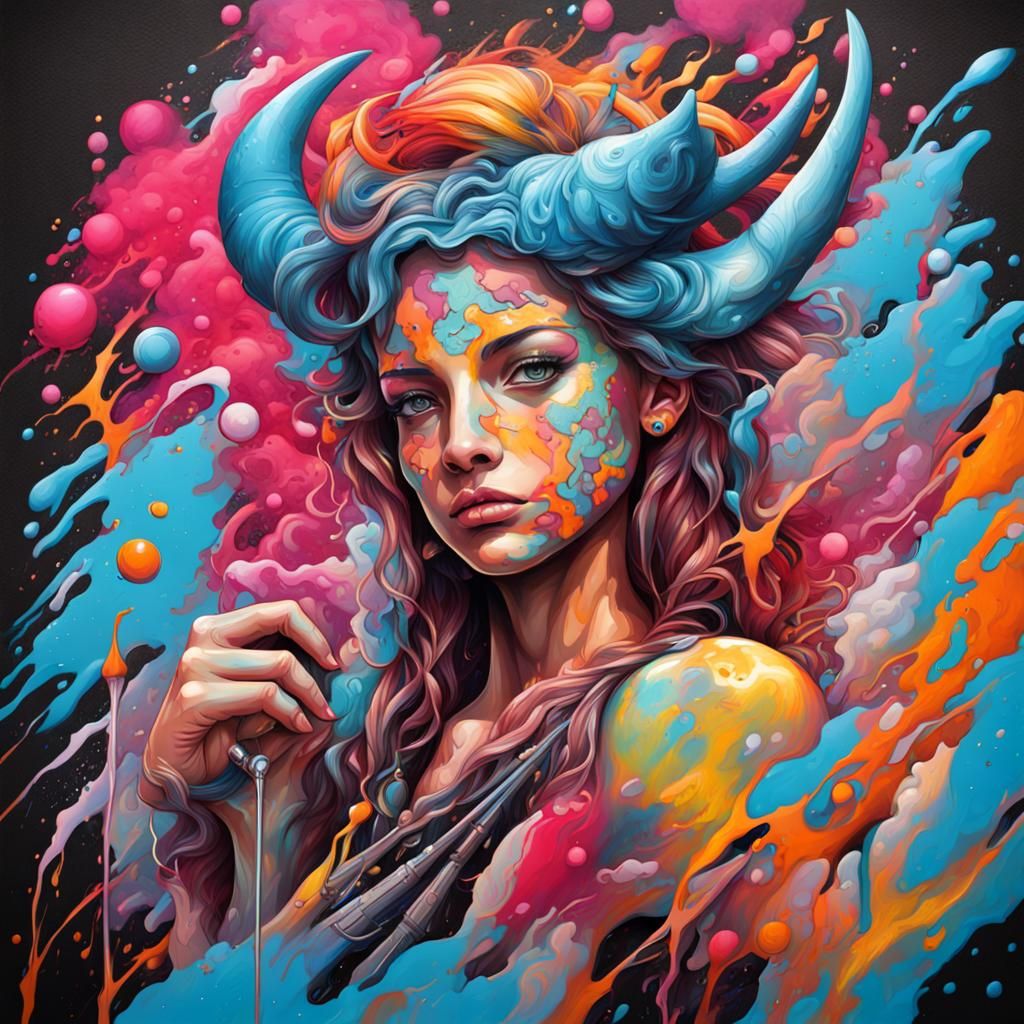 Sagittarius as Colorful Graffiti Splash Art