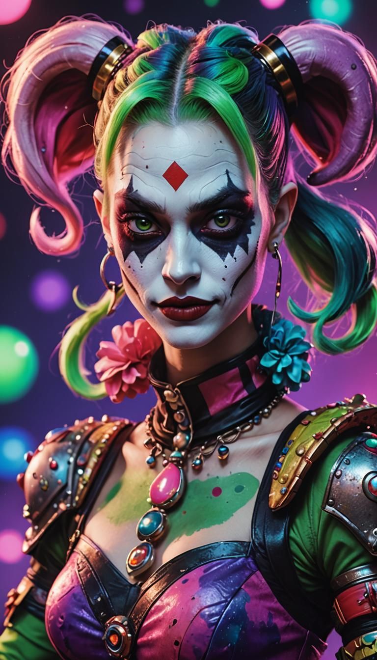 Alien Harley Quinn Portrait on Purple Planet