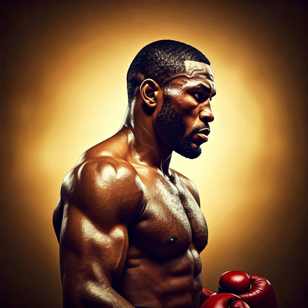 Majestic Boxer in Pensive Pose, Golden Background