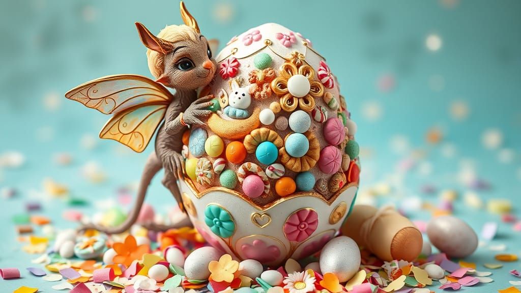 Whimsical Fabergé Easter Egg with Mythical Creature