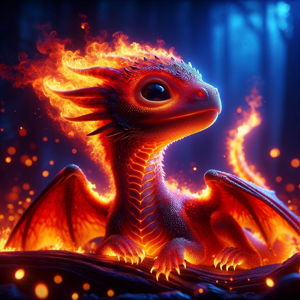 Surreal Sunset Dragonfire Scene in Vibrant Oil Painting Styl...