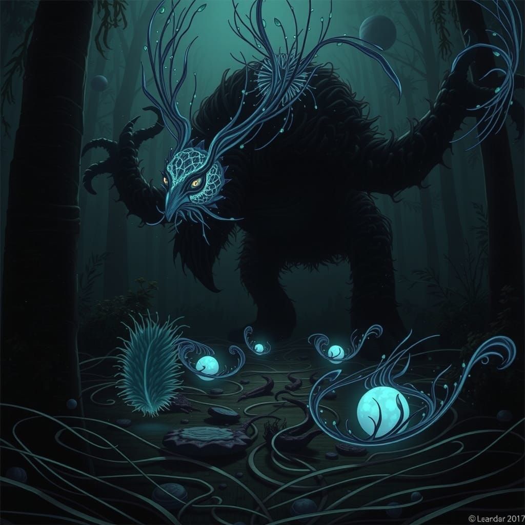 Surreal, Dreamlike Creatures in a Swirling, Iridescent Biome