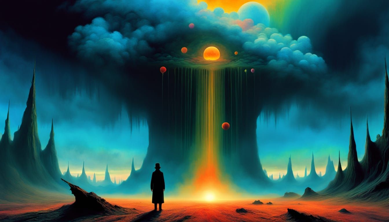 Surreal Landscape with Figure in Beksiński Style
