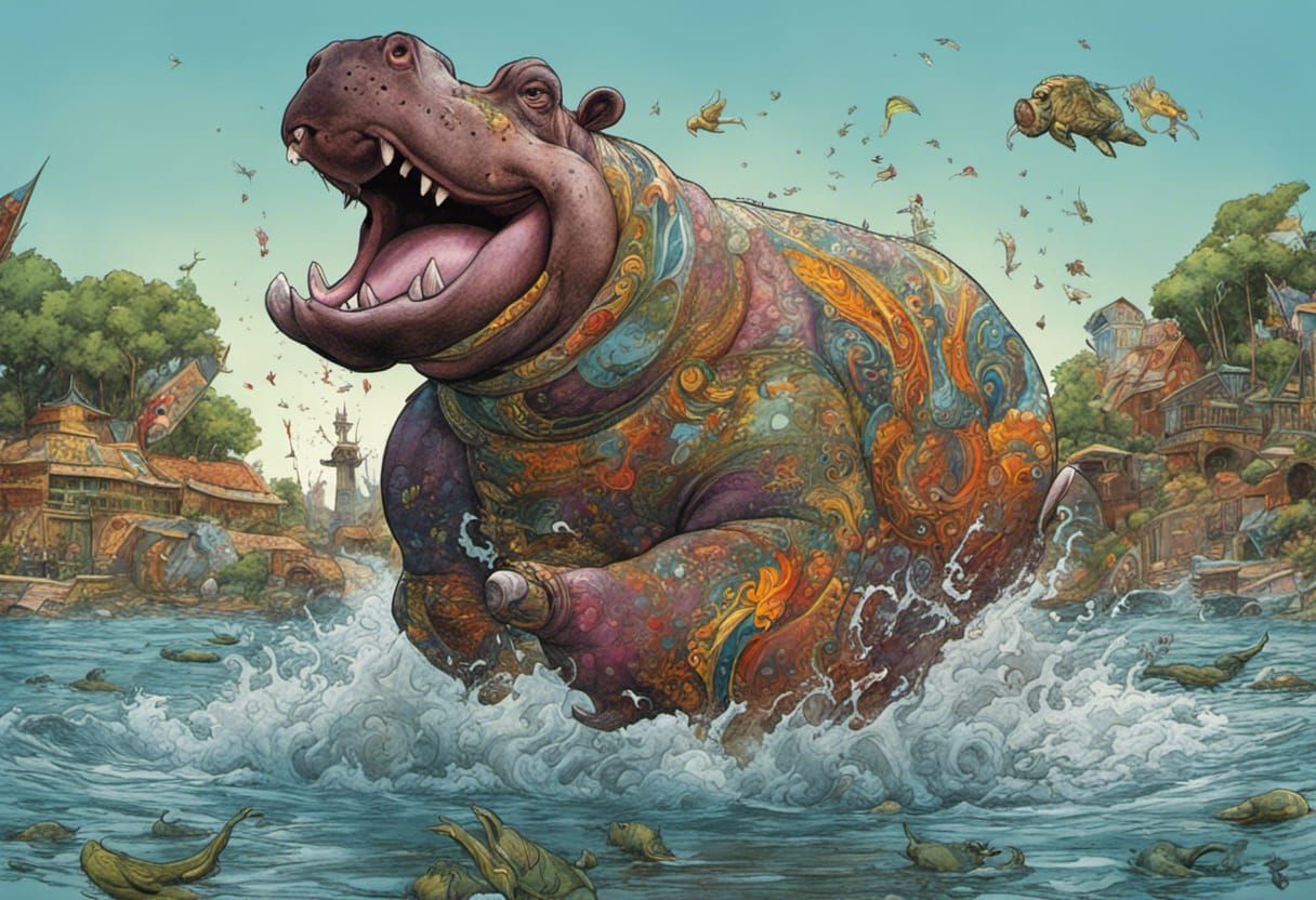 Dance of the Hippopotami in Comic Book Art