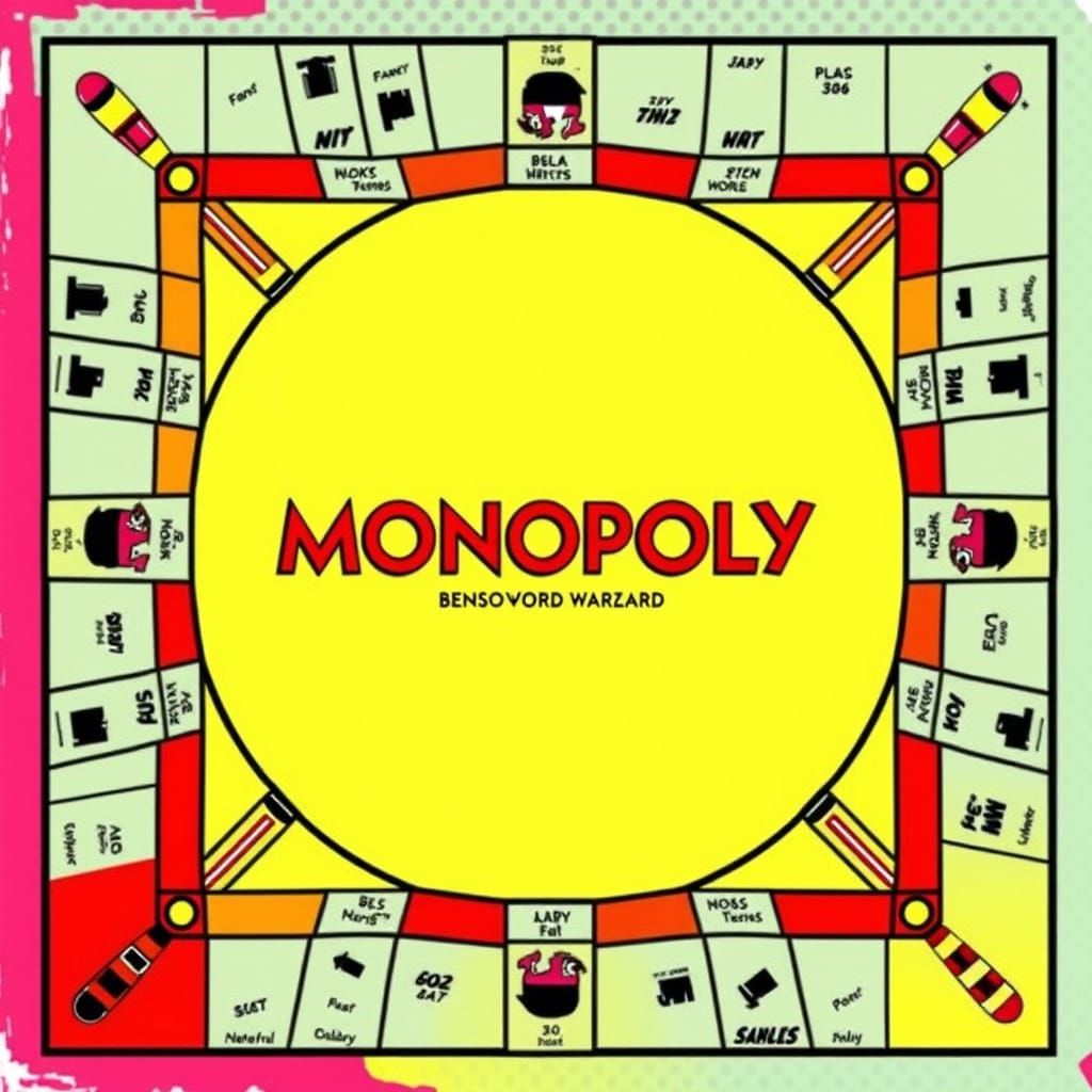 Pop Art Monopoly Board in Vibrant Colors