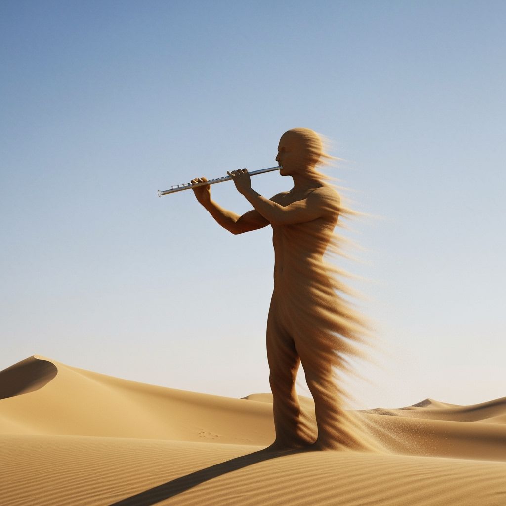 Desert Sand Giant Plays Flute