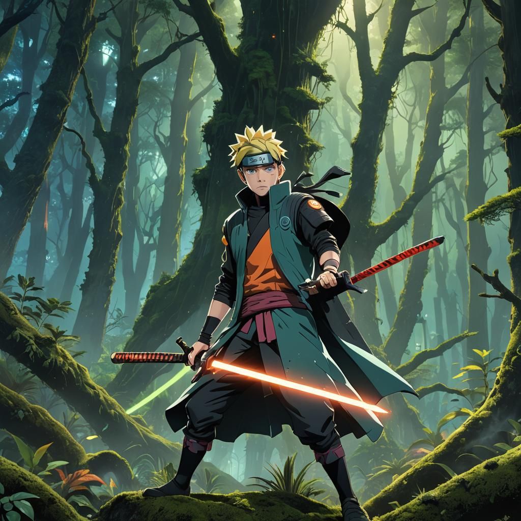 Boruto in Mystical Forest: Fantasy Concept Art