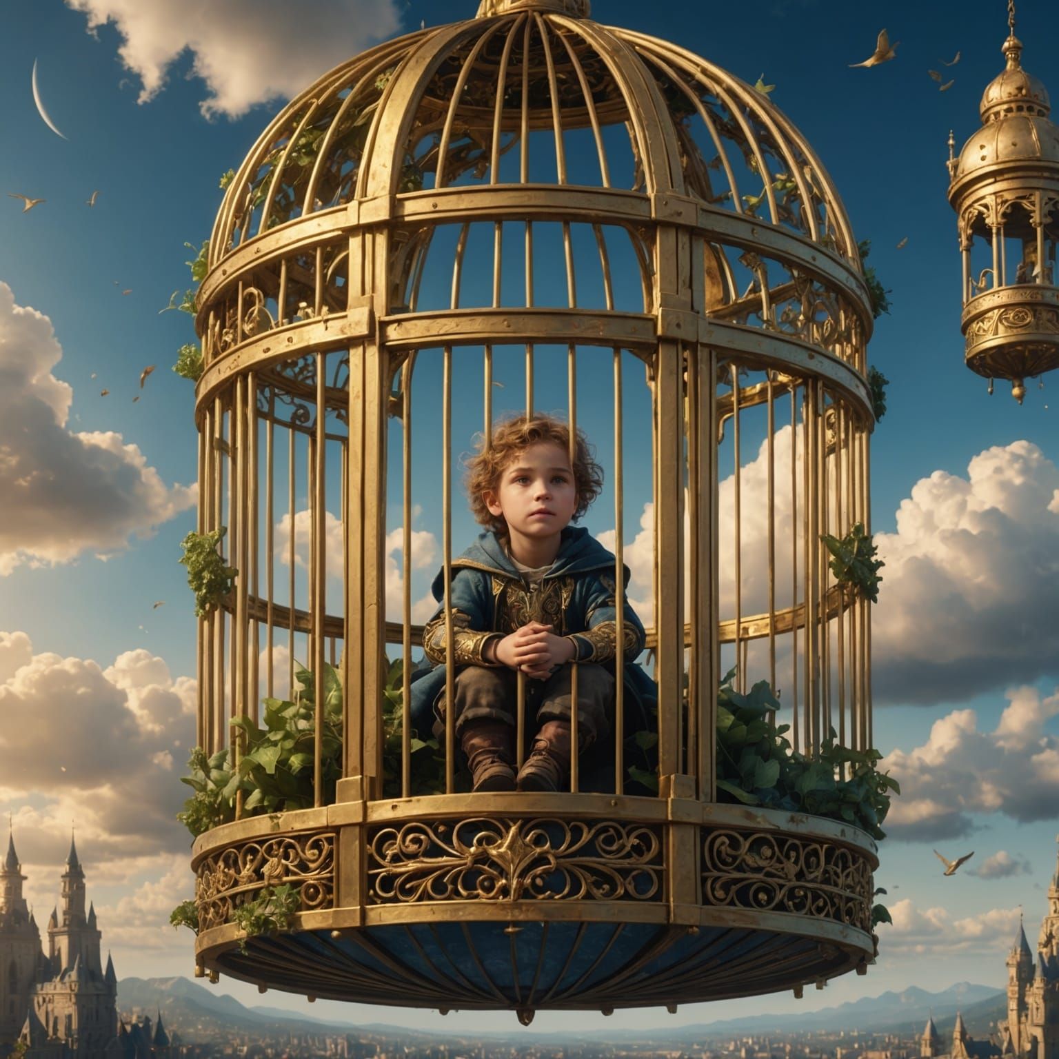 Child in Golden Cage: Fantasy Concept Art