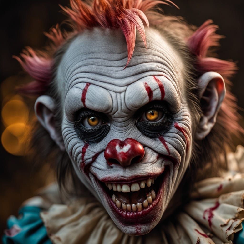 Fascinating Zombie Monkey Clown in Eerie Atmosphere