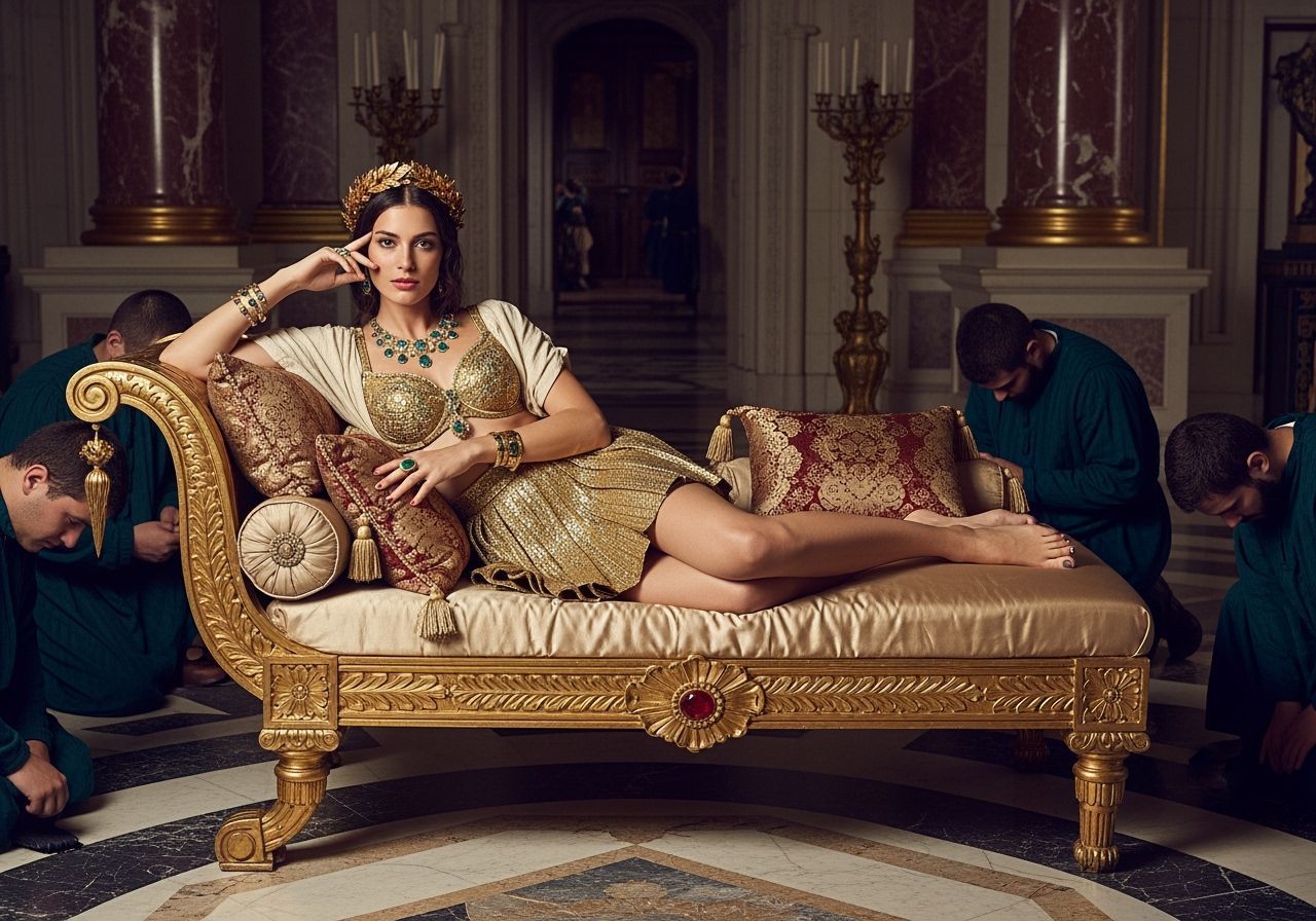 Roman Empress Lounging in Royal Palace, Leibovitz Style