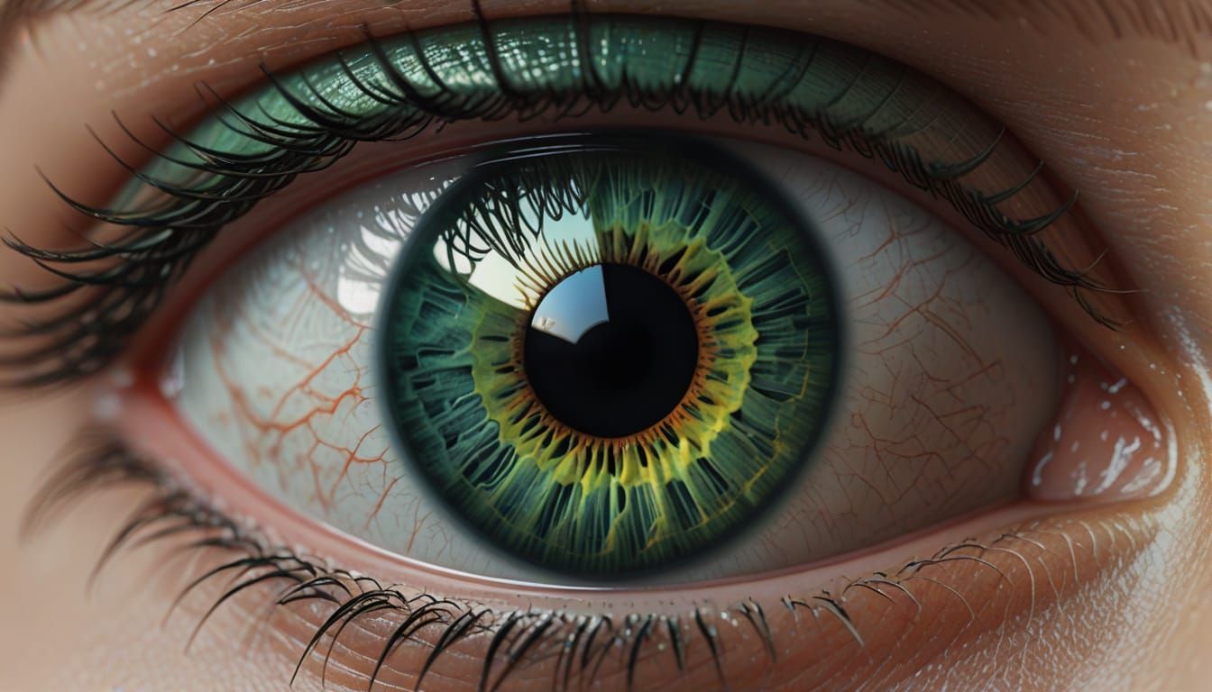 Hyperrealistic Green Eye Close-Up in 8K