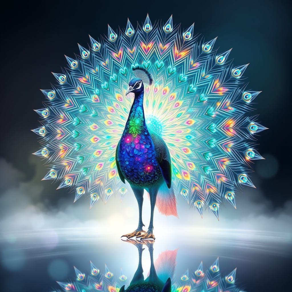 Crystal Peacock in Opalescent Plume