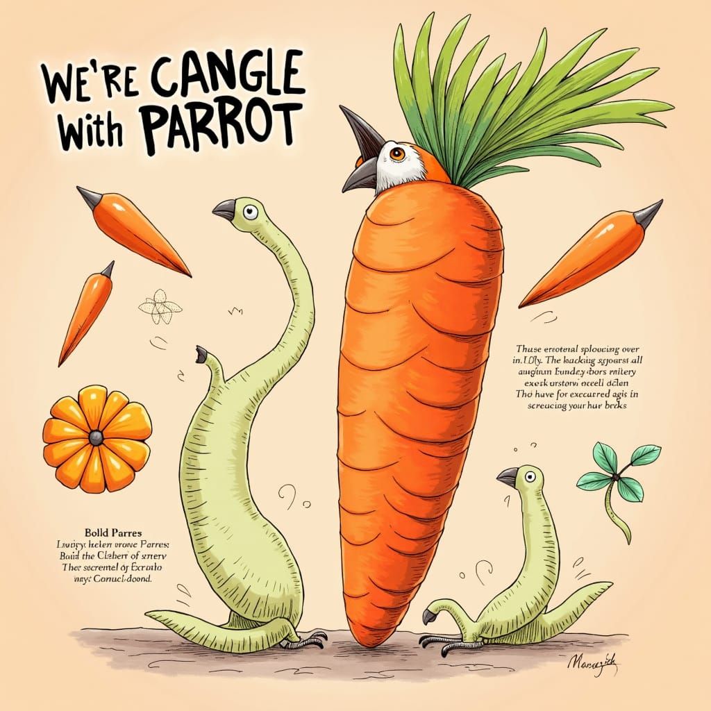 Vibrant Orange Macaw Parrot in Watercolor Illustration