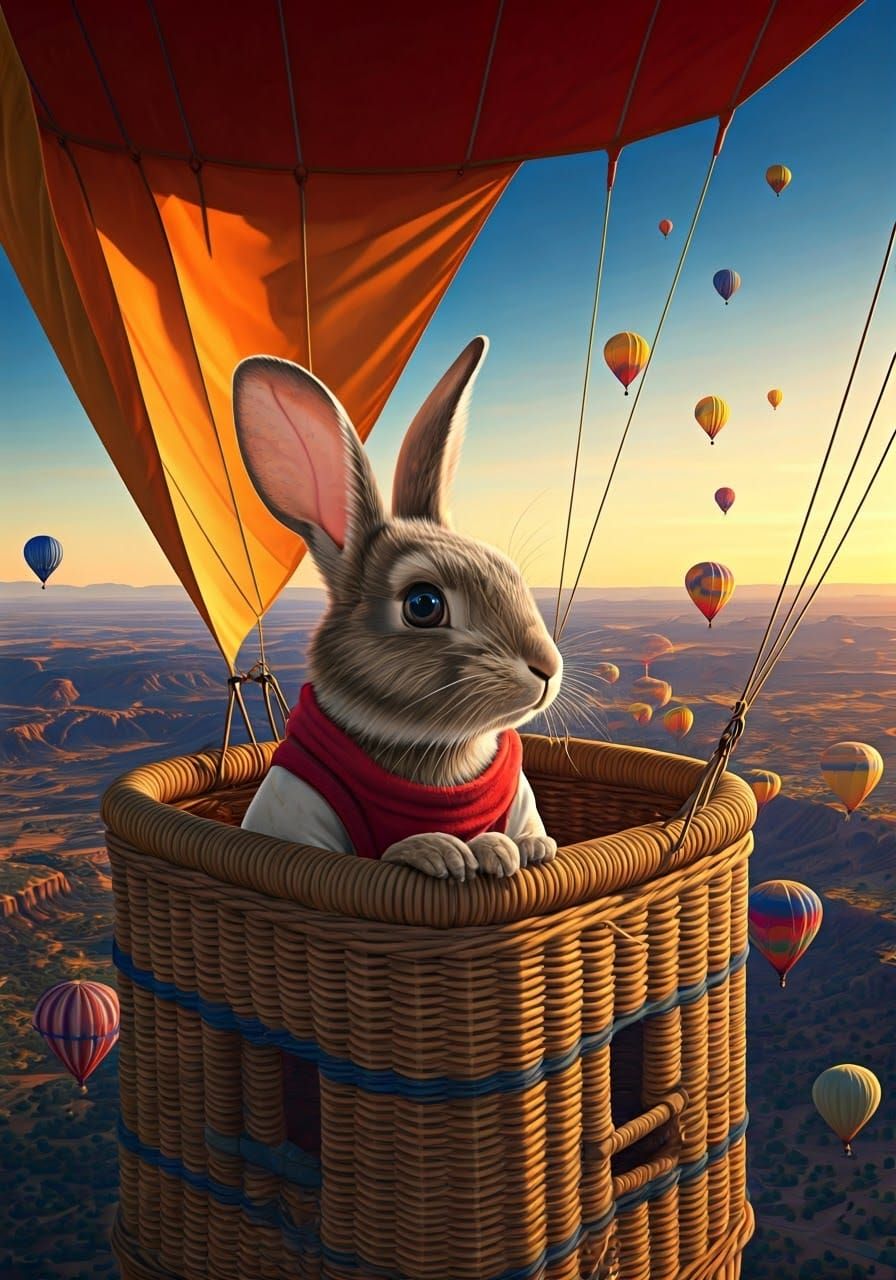 Rabbit Soars Above Albuquerque in Vibrant Hot Air Balloon Sp...