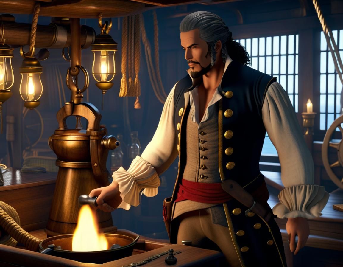 Realistic Long John Silver in Ship's Galley