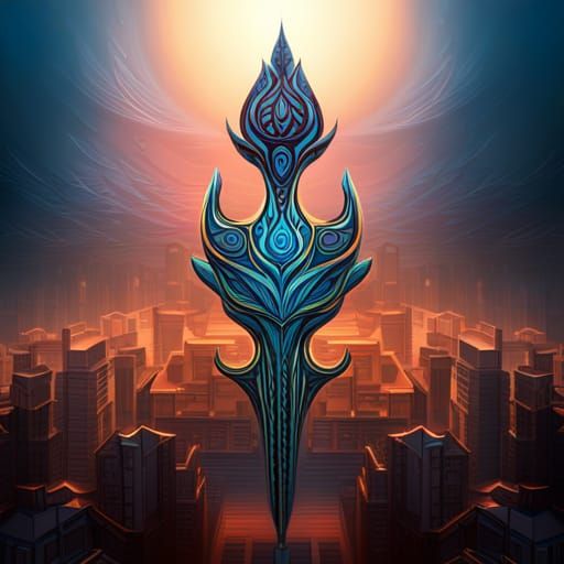 Hindu-Futuristic Trident with Sanskrit Inscriptions