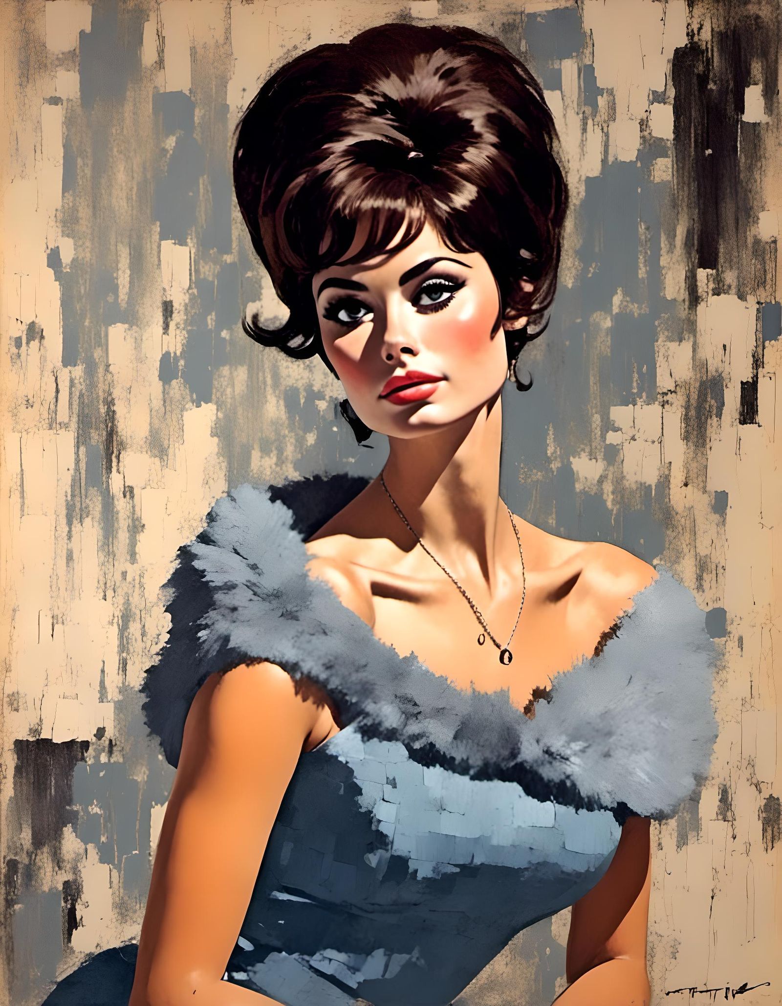 Dramatic Woman with Piercing Eyes as Impasto Oil Painting