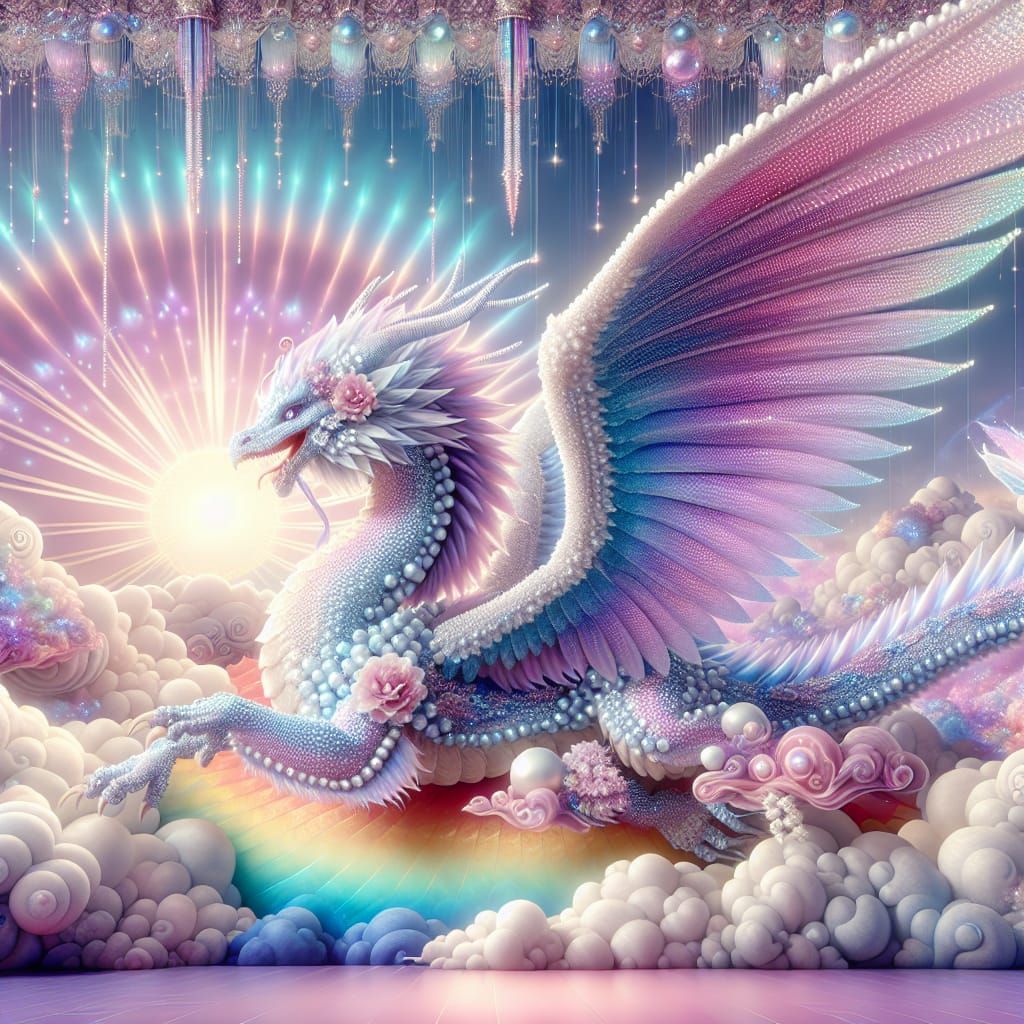 Majestic Dragon Soaring Through Ethereal Sky