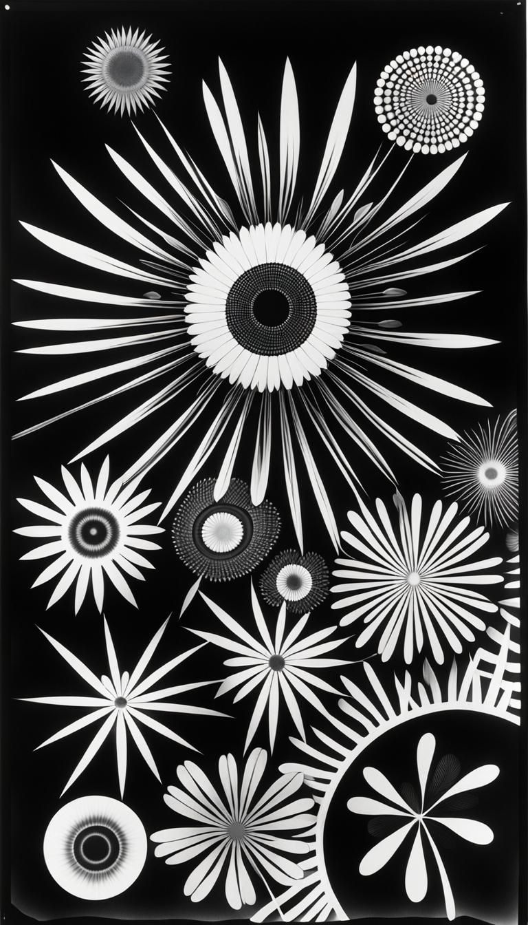 Psychedelic 60s Photogram in Black and White