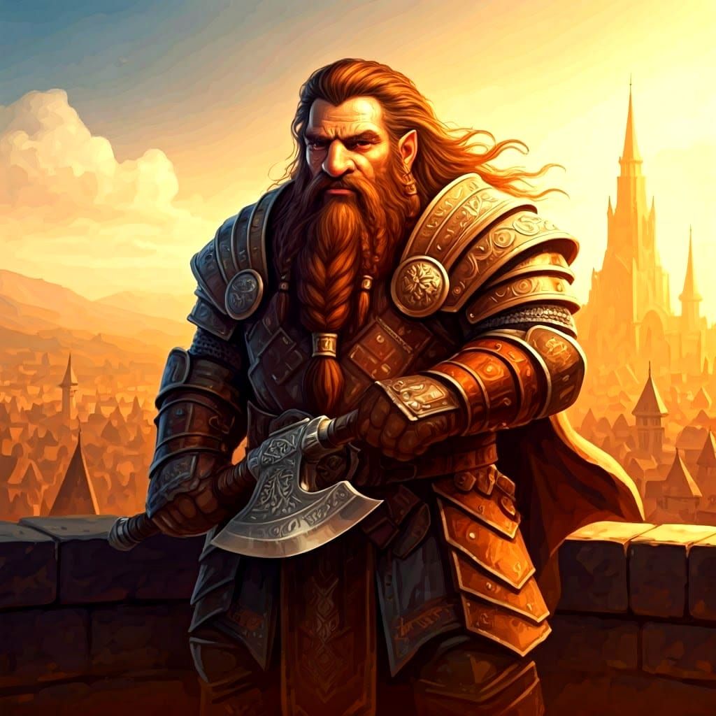 Dwarf Warrior Priest on Castle Wall