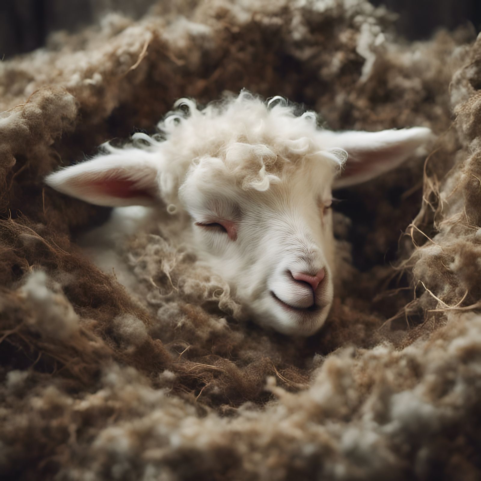 Cute Lamb Asleep in Crib: Hyperreal Style