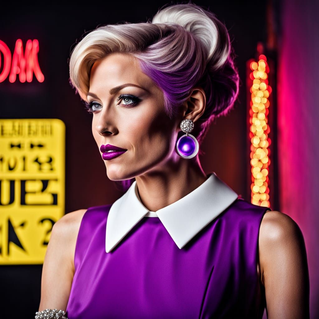 Jane in Raypunk Style with Neon Lighting