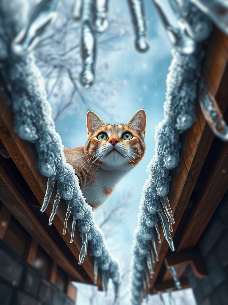 Whiskered Gaze: A Realistic Digital Painting of a Spring Sce...