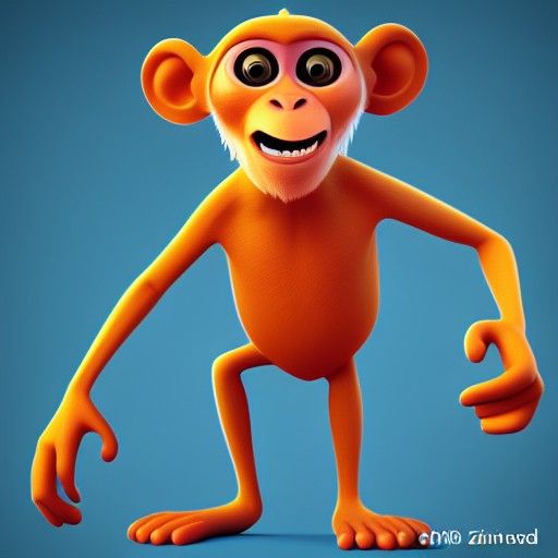 Cartoon Monkey Character in 3D Digital Art