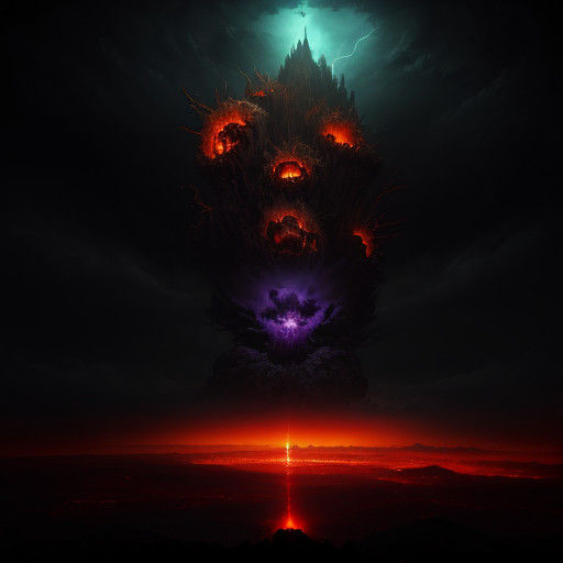 Apocalyptic Surrealism: Demons Amidst Hell Fire and Destruct...