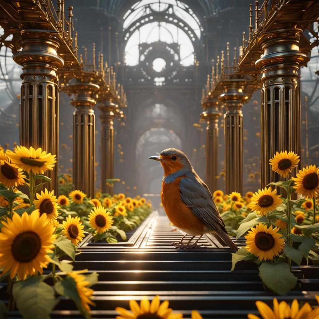 Steampunk Robin in Metal Maze: 3D Game Art