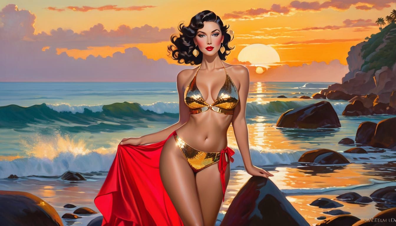 Sultry Svelte Muse in Golden Hour Glow