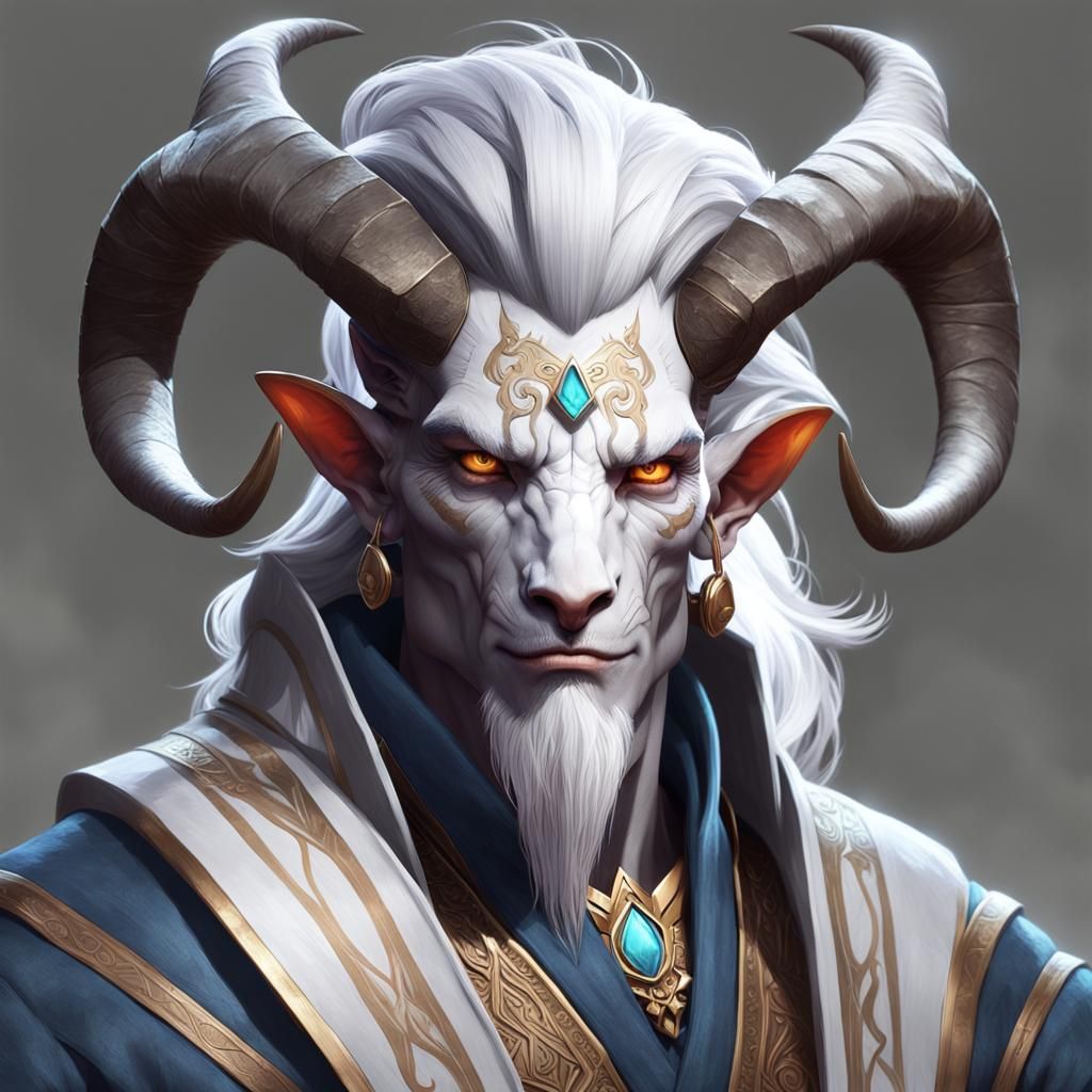 Qunari Mage Portrait in Hyperdetailed Style