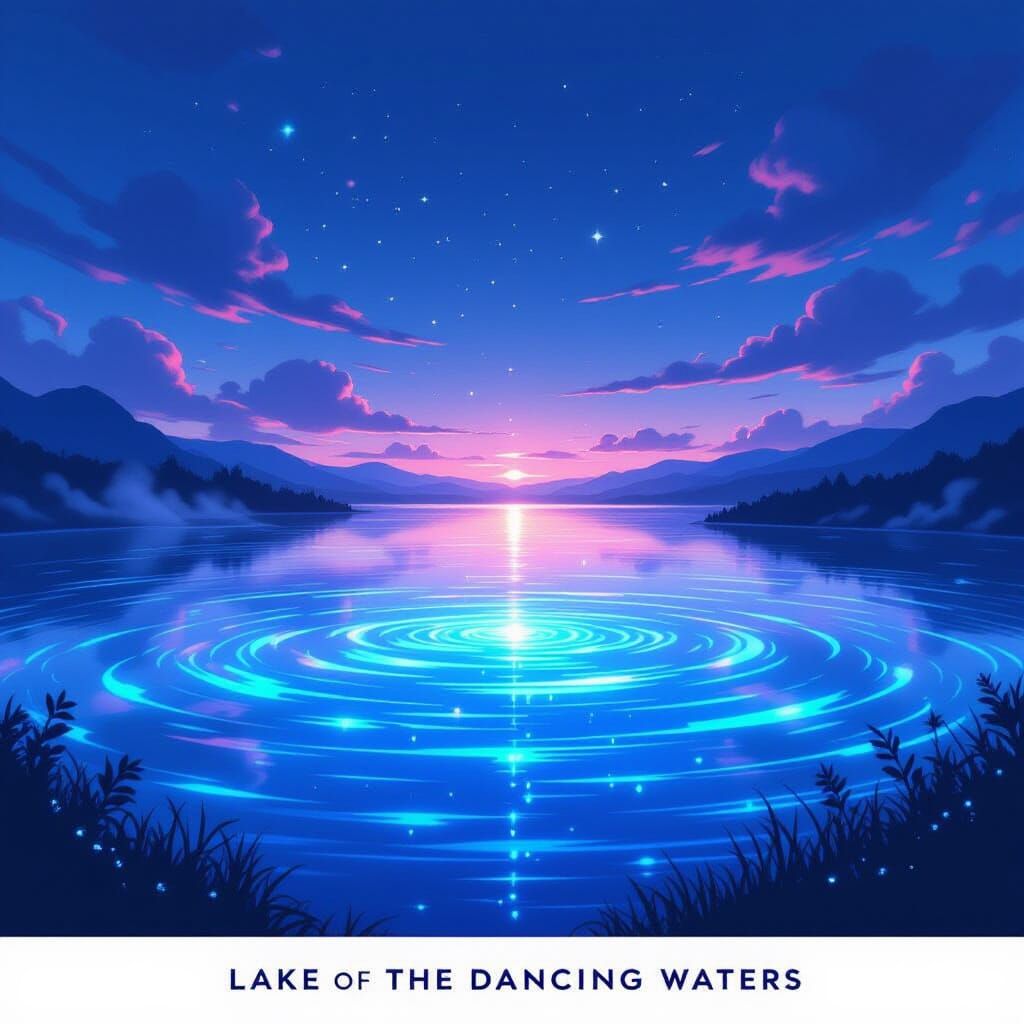 Bioluminescent Lake at Twilight in Moody Concept Art Style