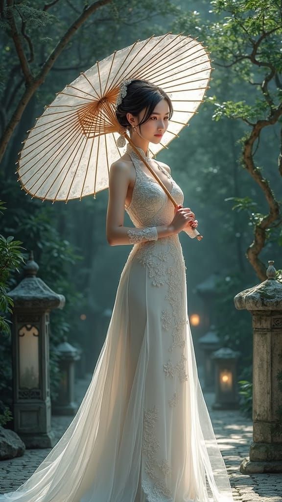 Ethereal Chinese Goddess in Traditional Cheongsam