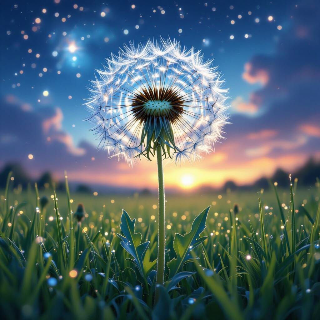 Colossal Dandelion Under a Celestial Sky