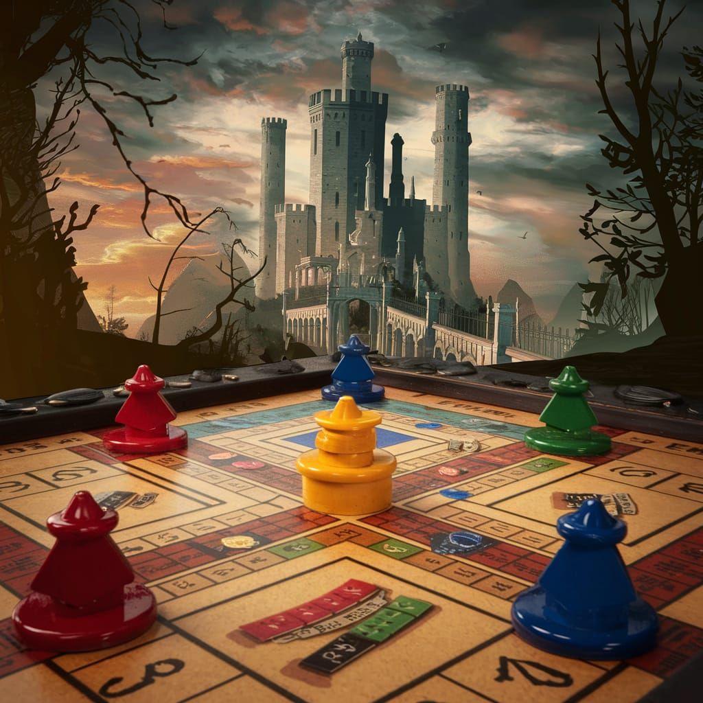 Dramatic Ludo Game with Castle, Digital Matte Painting