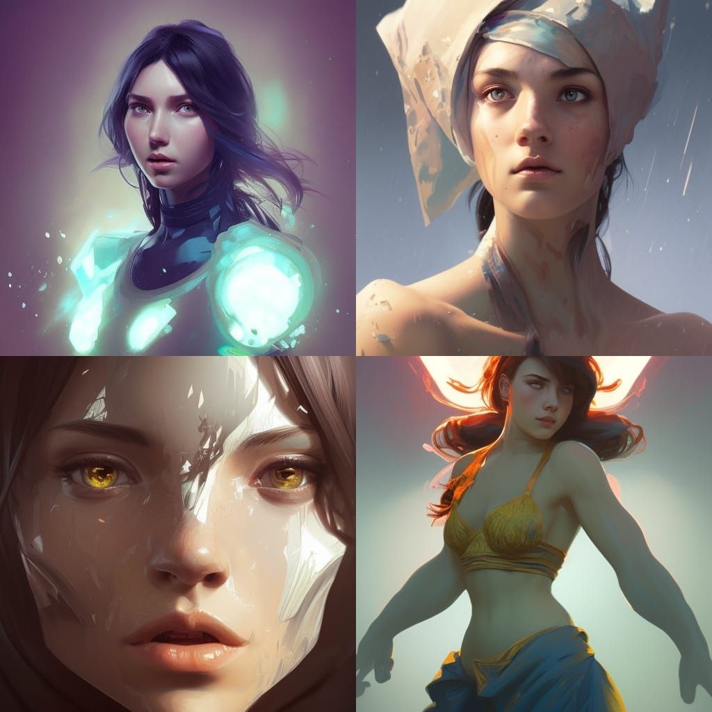 Detailed Portrait of a Strong Girl in Art Nouveau Style