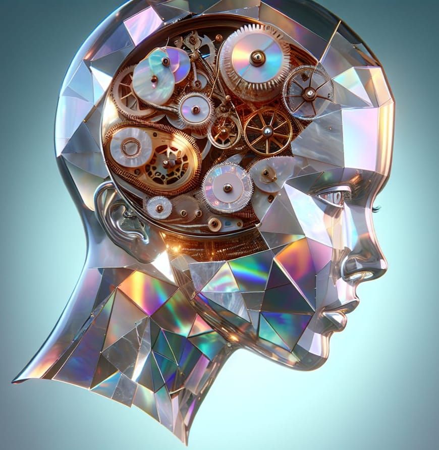 Crystal Head with Clockwork Heart, Radiant Illumination