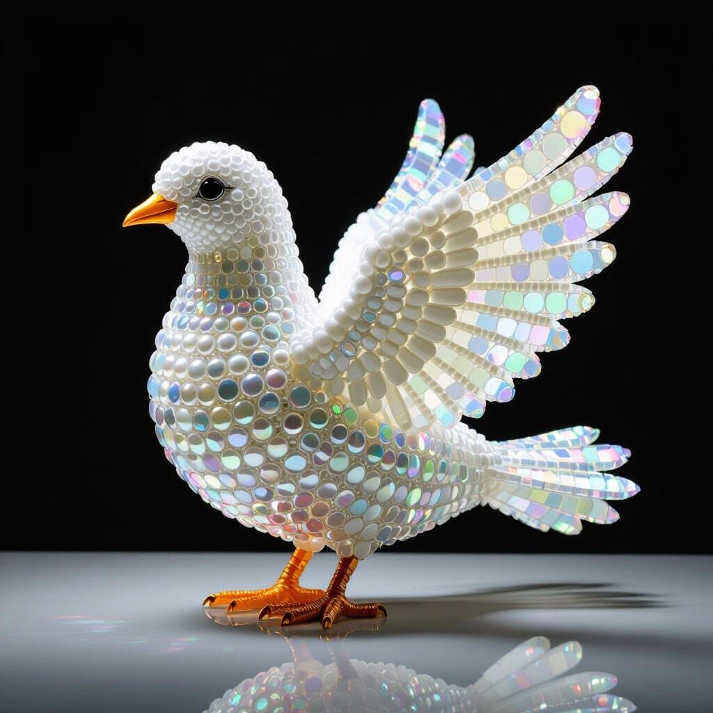 Beaded White Dove in Pop Art Style