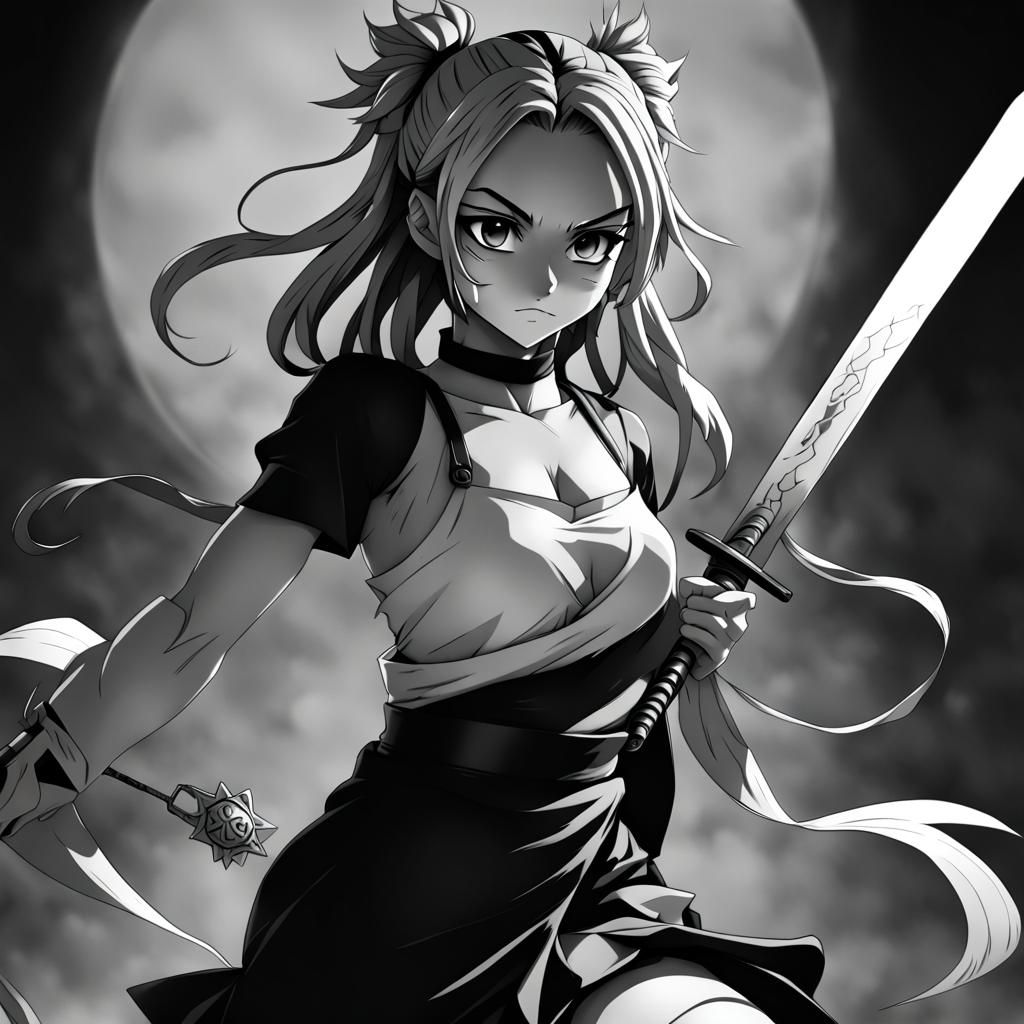 Demon Slayer Shinobu: Black and White Manga Lineart