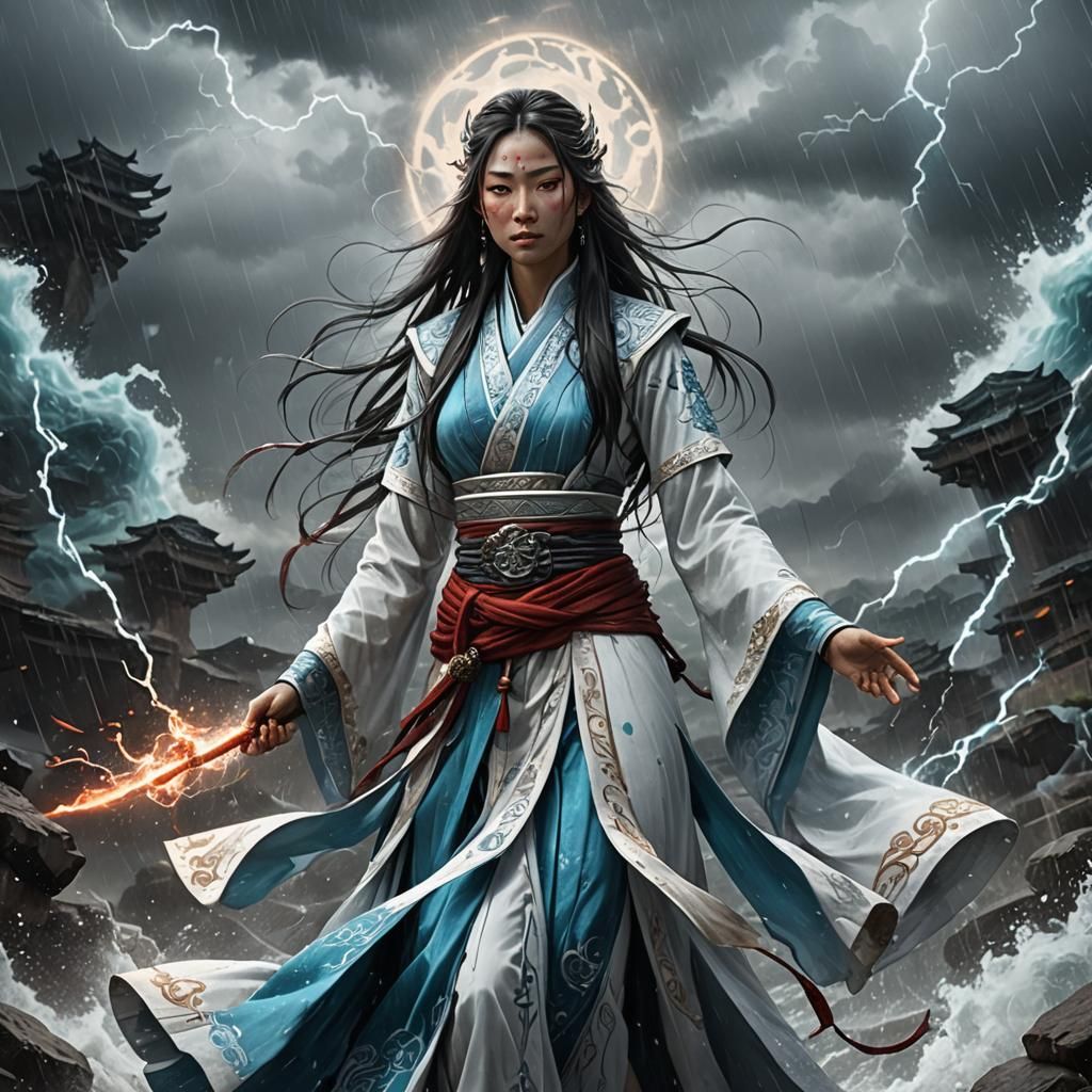 Immortal Lady of the Water Tribe, Waterbender incandescent with rage and sadness.