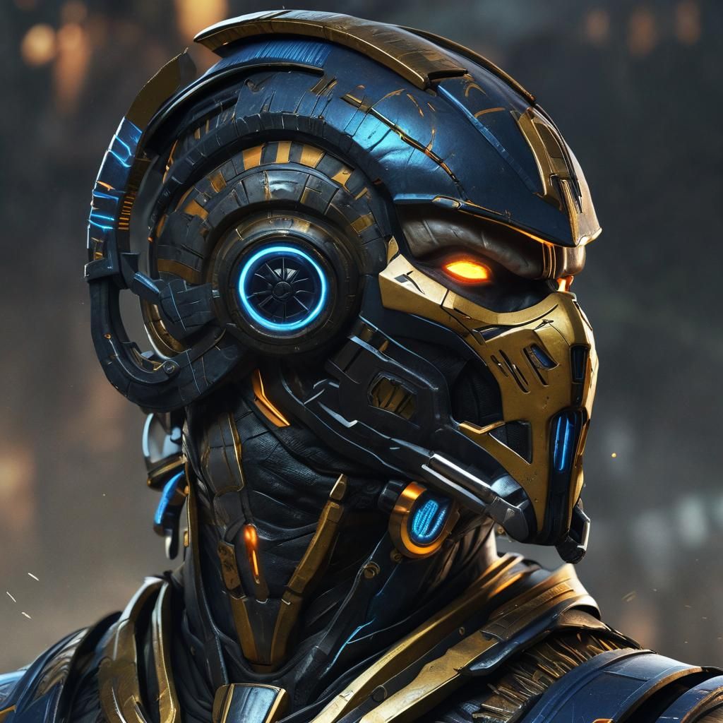 Cyrax Portrait from Mortal Kombat in Sci-Fi Style