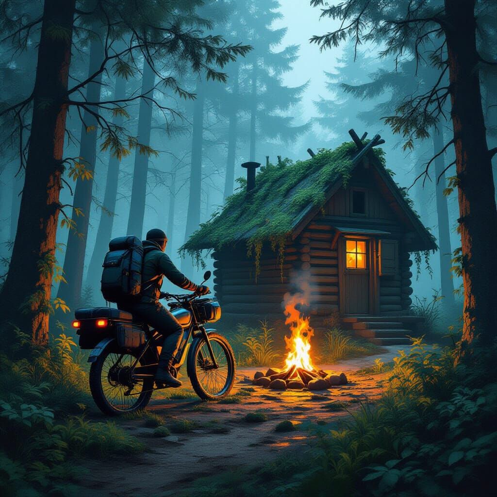 Prepper Escapes City on Modified Bike to Hidden Forest Shelt...