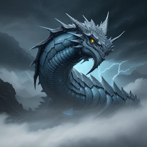 Spectacular Cloud Wyrm in Dark Fantasy Style